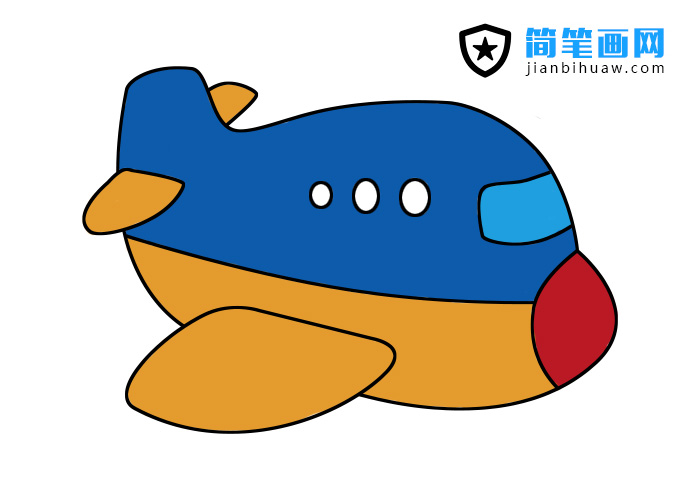 飞机简笔画的步骤和上色