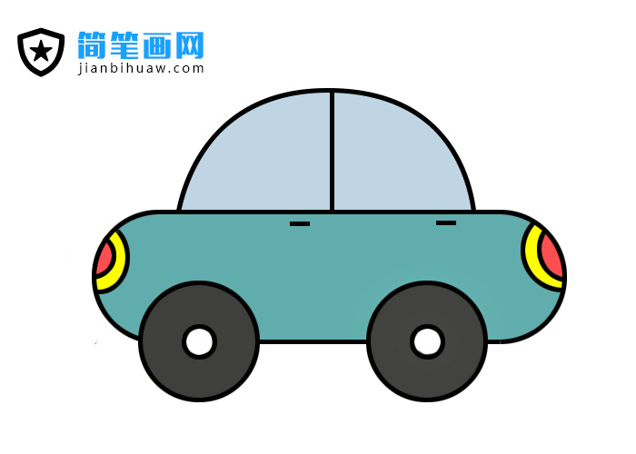 小轿车简笔画的画法包含步骤和上色