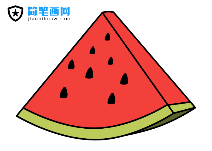 西瓜简笔画的画法步骤和上色