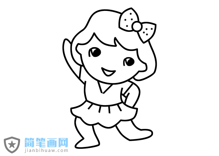 在跳舞的小女孩简笔画步骤画法图片