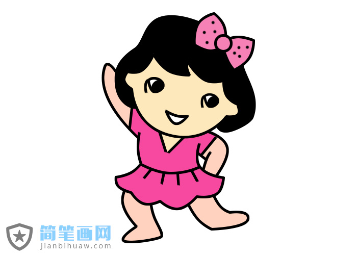 在跳舞的小女孩简笔画步骤画法图片