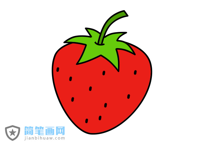 通红香甜美味的草莓简笔画上色及步骤图片