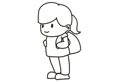 背着书包去上学的小女孩简笔画图片