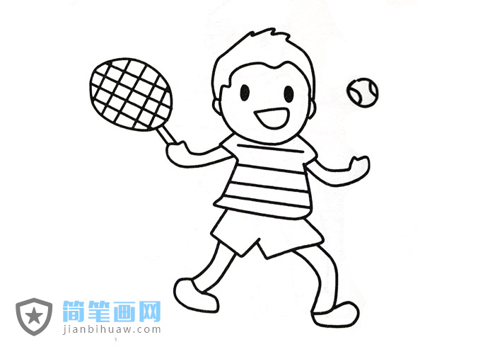 小朋友打网球的简笔画