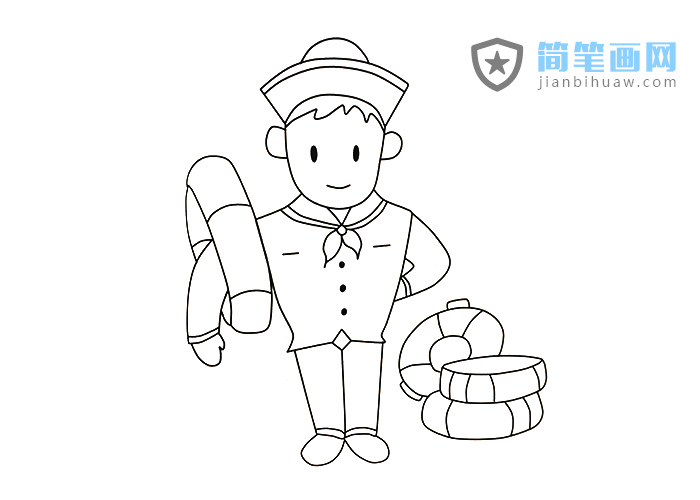 海员扛着救生圈的简笔画图片