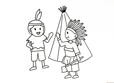 原始人部落简笔画图片