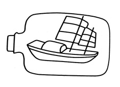 漂流瓶简笔画里面有一艘小帆船
