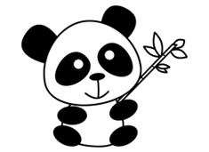 抱着竹子的大熊猫简笔画图片
