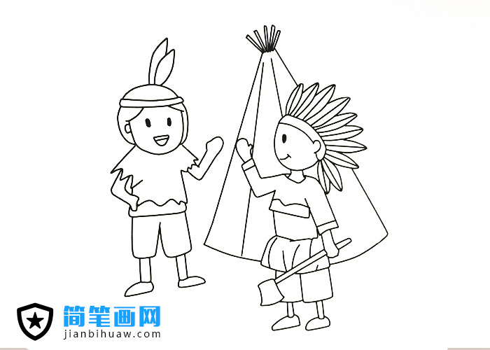 原始人部落简笔画图片