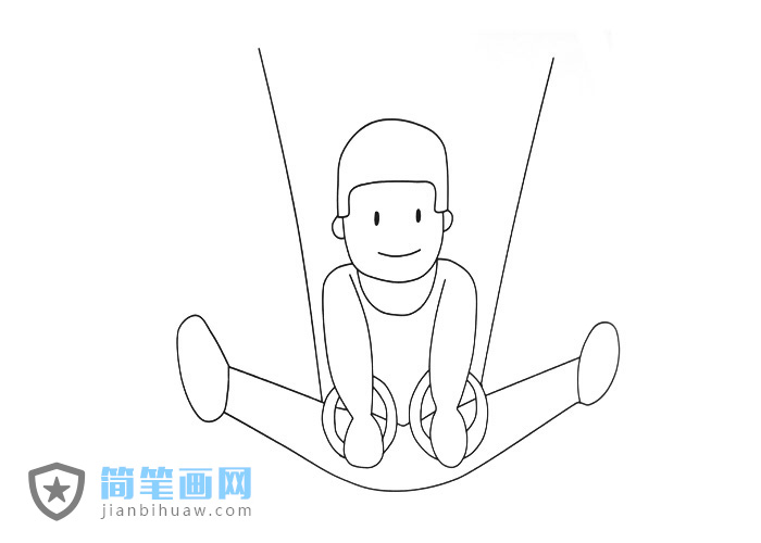 男子在练习吊环运动的简笔画图片