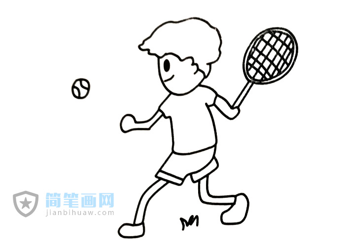 打网球的小男孩简笔画图片