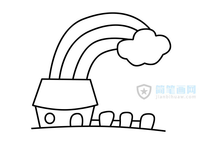 彩虹小房子简笔画图片