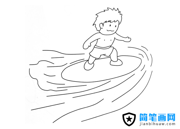 滑板冲浪的简笔画图片