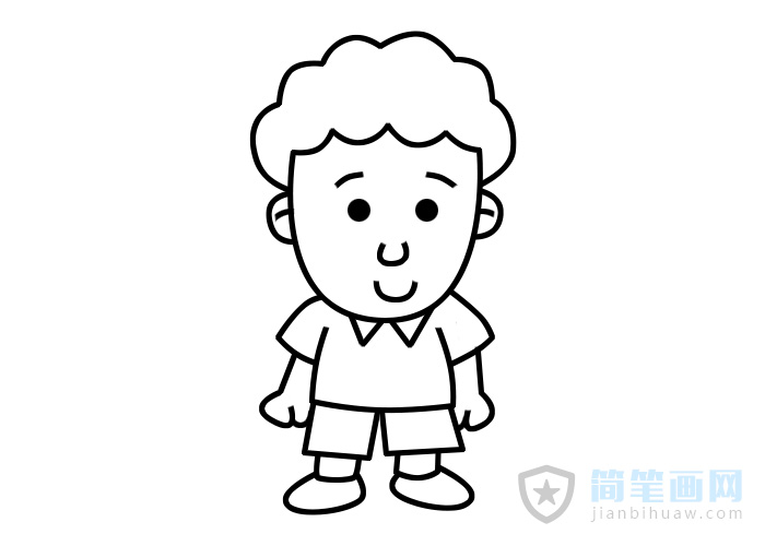 卷发小男孩简笔画含步骤及上色