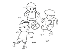 小朋友们在一起踢足球的简笔画图片