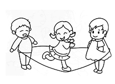 小朋友们在一起跳绳的简笔画图片