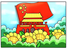 国庆节天安门城楼简笔画图片含上色