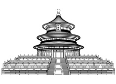 北京天坛建筑简笔画图片