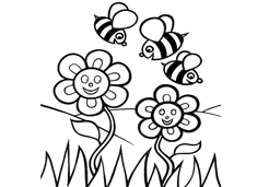 蜜蜂采蜜的简笔画图片