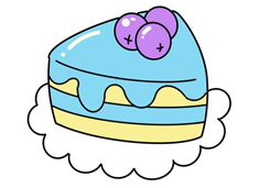 美味蓝莓蛋糕简笔画图片含上色