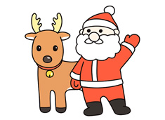 圣诞节圣诞老人和驯鹿的简笔画图片