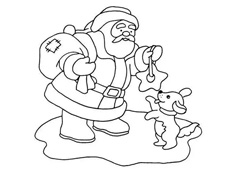 圣诞节给小朋友们送礼物的圣诞老人简笔画