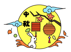 玉兔月亮灯笼中秋节简笔画图片