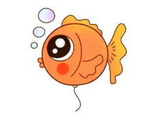 画一个可爱的动物气球简笔画 -- 小金鱼