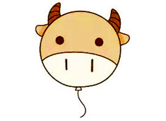 画一个可爱的动物气球简笔画 -- 小牛