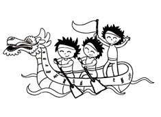 三位运动员在划龙舟的简笔画图片