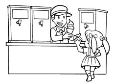 小女孩在商店买冰激凌的简笔画图片