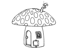 卡通蘑菇小房子简笔画图片