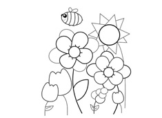 花丛中的小蜜蜂简笔画图片