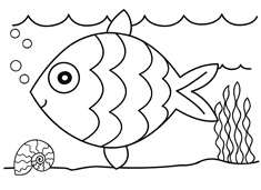 海底世界一尾小鱼简笔画图片