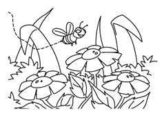 蜜蜂在丛林中采蜜的简笔画图片