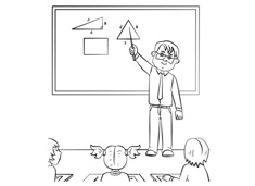 大胡子老师在讲台上讲课的简笔画图片