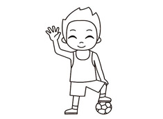 世界杯踢足球的男孩简笔画图片