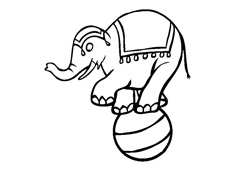 马戏团大象踩着球的简笔画图片