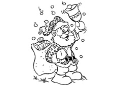 圣诞节送礼物的圣诞老人手里摇着铃铛的简笔画图片