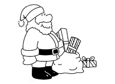 圣诞节圣诞老人送礼物的简笔画图片
