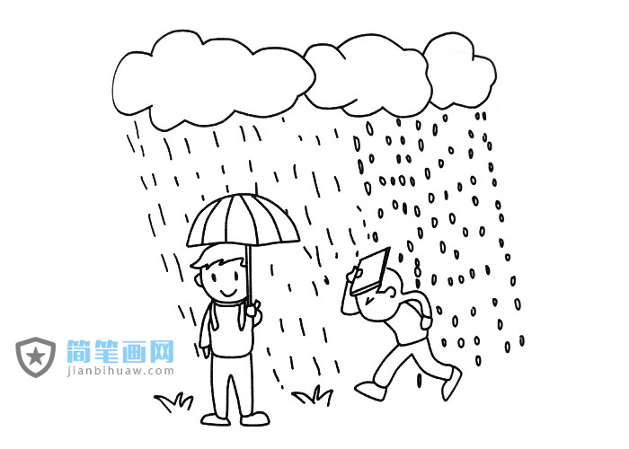 阴雨天气的简笔画图片