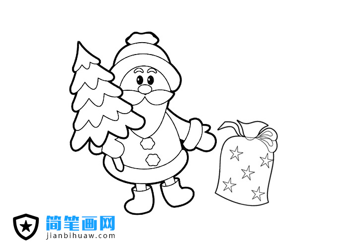 送礼物的圣诞老人简笔画图片