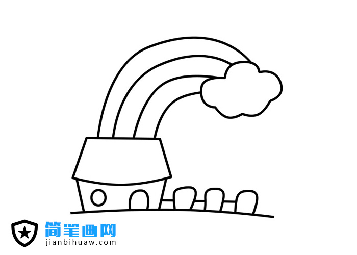 彩虹房子简笔画的画法步骤及上色图片