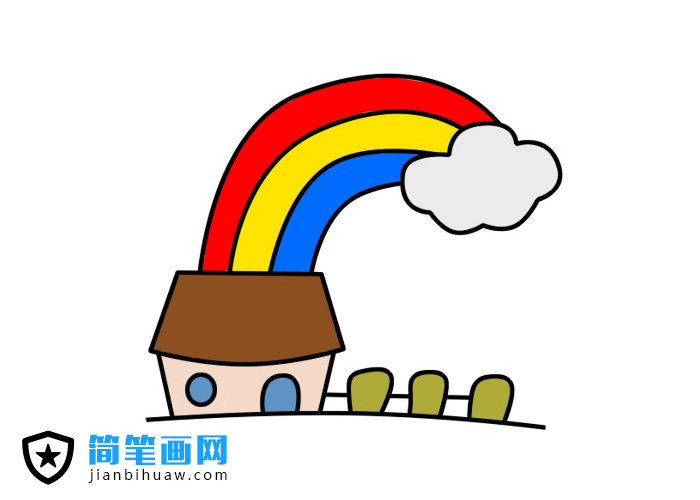 彩虹房子简笔画的画法步骤及上色图片