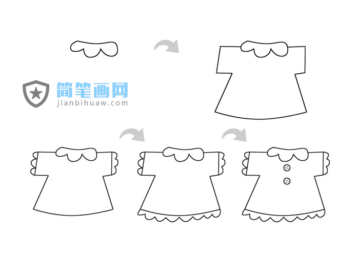 小女生衣服简笔画的绘画步骤