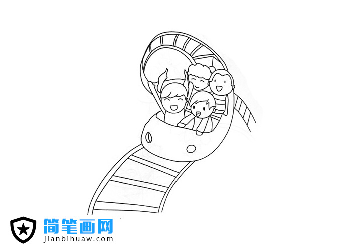 小朋友坐过山车的简笔画图片