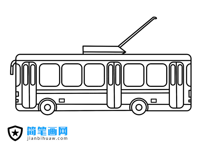无轨电车带电缆公交车简笔画图片