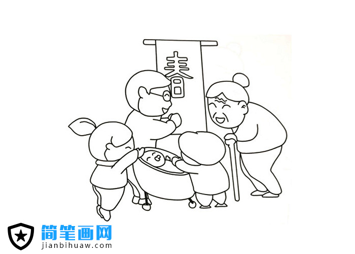 春节拜年的简笔画图片