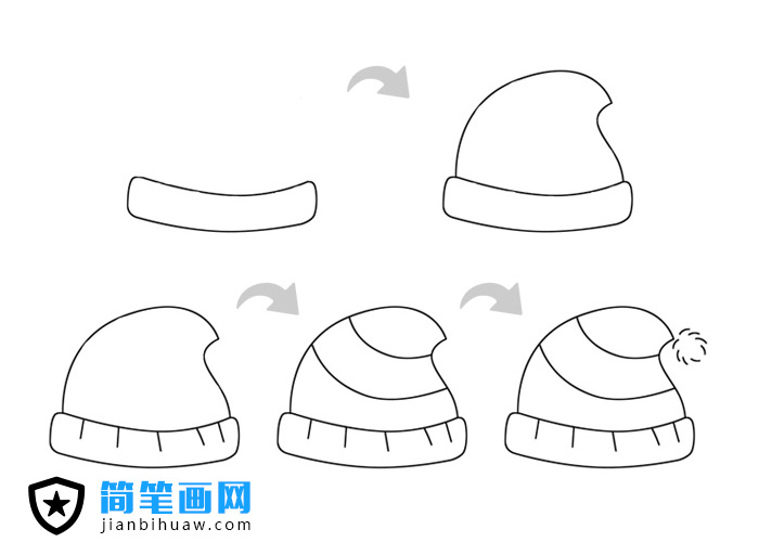 毛绒帽子简笔画的画法步骤