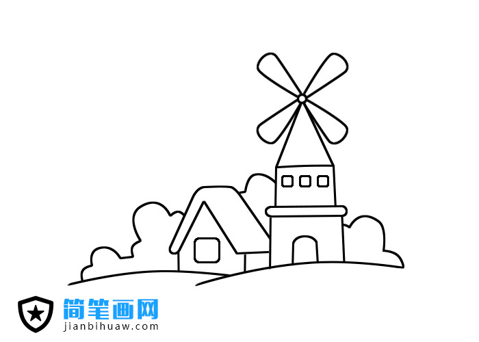 风车小屋简笔画图片
